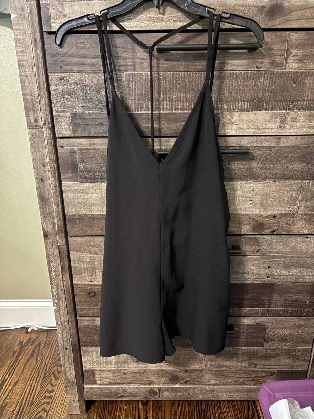 Charlotte Russe Black Spaghetti Strap V-Neck Romper
